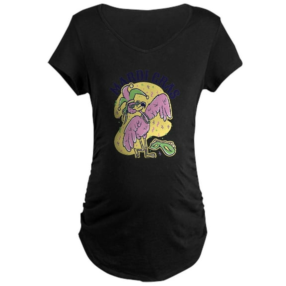 CafePress - Mardi Gras Flamingo Maternity T Shirt - Maternity Dark T-Shirt