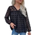 thumbnail image 1 of Blusa de manga larga con costura de encaje sexy con cuello redondo y estampado de moda casual para mujer Fridja  hkj952, 1 of 9