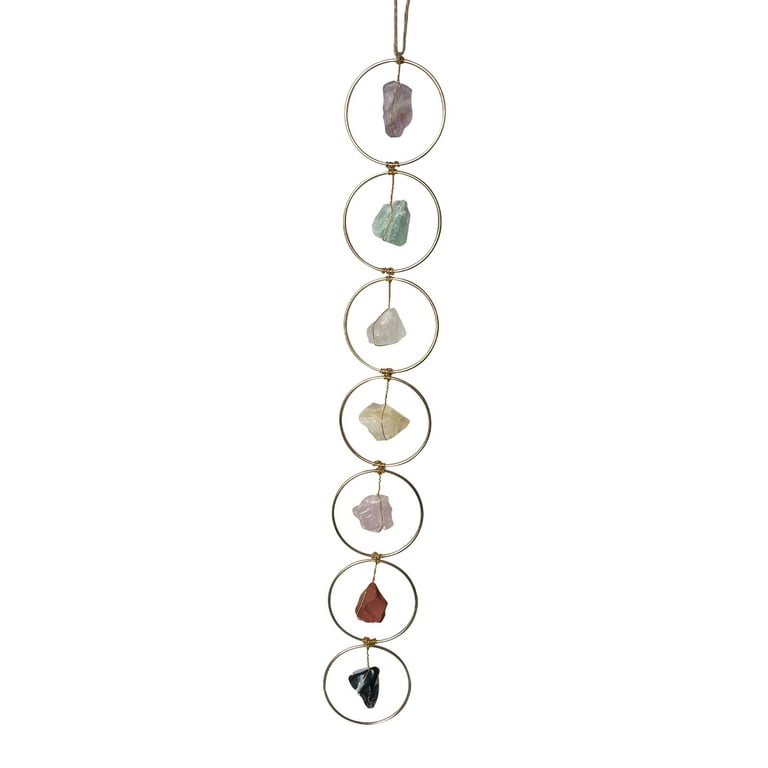 Kocuos 7 Crystal Gemstone Wall Hanger Decor, Large Raw Chakra Crystal Gemstones, Window Meditation Hanging Ornament, Home Decorations for Yoga
