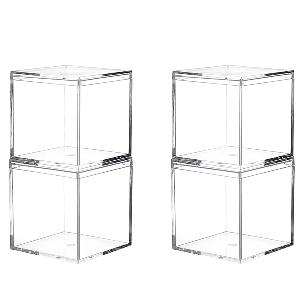 [Big Clear!]4 Pack Transparent Acrylic Plastic Square Cube Small