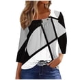 thumbnail image 2 of Fiudx Camisas de Mujer Blusa de Manga 3/4 a La Moda para Mujer, Camiseta Estampada, Top Informal, 2 of 5
