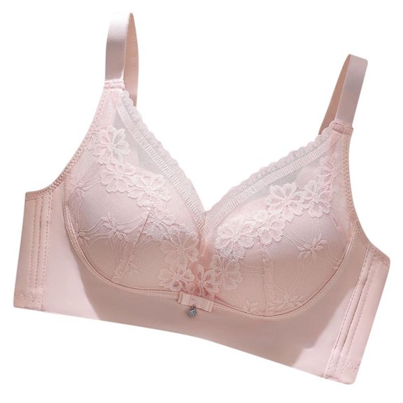 Womens Bras No Underwire Full Support Floral Lace Seamless Full Coverage Push Up No Underwire Soft Everyday Bra,Beige 1,40 C