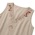thumbnail image 6 of Womens Summer Tops Linen Embroidered Sleeveless Tops Casual V Neck Blouse Loose Beige Plus Size Tank Tops for Women, 6 of 6