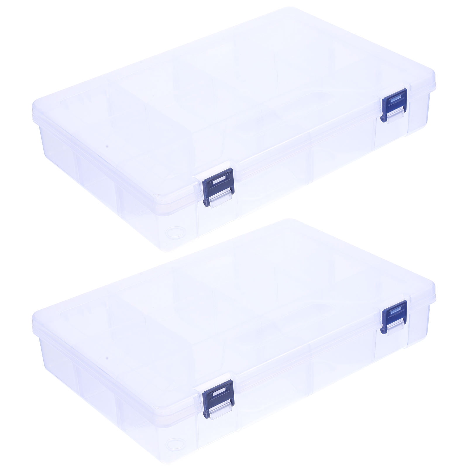 LABSERRON 2Pcs Clear Grid Storage Boxes for Jewelry Ornaments and Small Tools