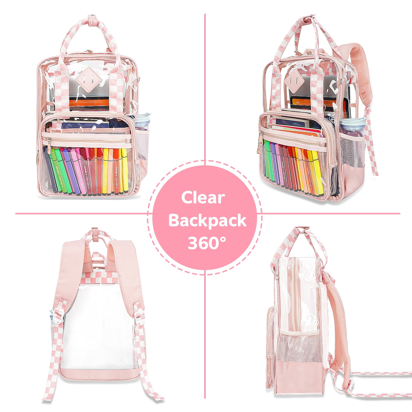 Clear PVC See-Through Backpack - Heavy Duty Transparent Backpack For School, Work, Events - View #5