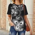 thumbnail image 1 of CHGBMOK Hauts Mignons Grande Taille pour Femmes Mode Femmes Col Rond Ample Imprimé Manches Courtes T-Shirt Blouse Hauts Été Plage en Solde, 1 of 4