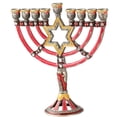 thumbnail image 3 of Matashi Hand Painted Enamel Menorah Candelabra with Star of David Design and Embellished with Gold Accents and Crystals - Jewish Candle Holder, Holy Land Gift Showpiece Centerpiece for Living Room, 3 of 7