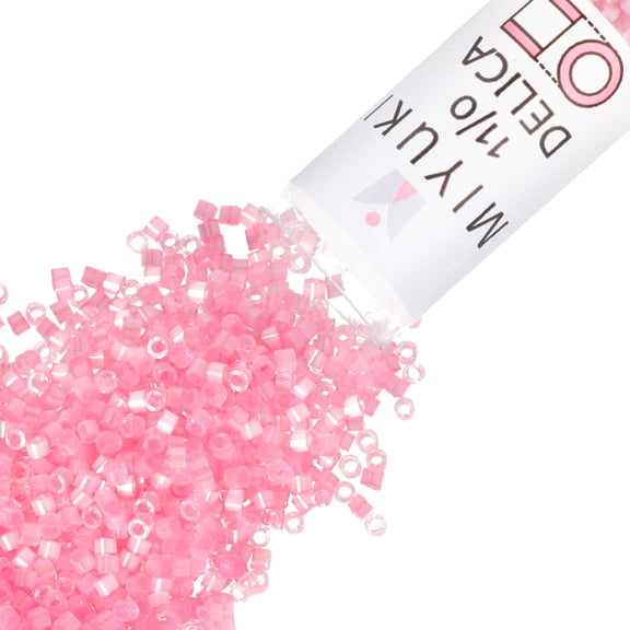 Miyuki Delica Seed Beads – Size 11/0 (1.6 mm), DB1875, Silk Inside Dyed Light Carnation AB, 7.2 g, Approx. 1440 Beads