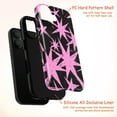 thumbnail image 4 of Edgy Pink Starburst Phone Case, Abstract Retro Star Pattern on Black Background, Durable Protective Cover for iPhone 16 15 14 13 12 11 Pro Max Mini, 4 of 6