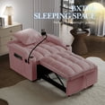thumbnail image 3 of Lunale 4-in-1 Convertible Sleeper Chair Bed with Charge Ports & Phone Stand, Pink Velvet, 3 of 9