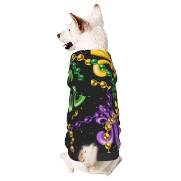 Balery Mardi Gras6 Sudadera con Capucha para Perros Pequeños – Ropa para Mascotas, Disfraz para Perros y Gatos, Ideal para Fiestas y Cosplay-XX-Large