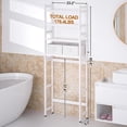 thumbnail image 5 of Over The Toilet Storage with 2 Baskets, 4-Tier Bamboo Organizer Rack with Paper Holder & 4 Hooks & Waterproof Feet Pad,Freestanding Shelf for Bathroom(White), 5 of 5