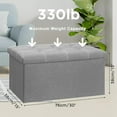 thumbnail image 3 of Kibhous 30" Storage Bench Folding Storage Ottoman Bench, Linen Coffee Table Folding Long Shoes Footstool Dressing Stool, Suitable for Living Room Bedroom, Gray, 3 of 10