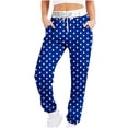 thumbnail image 3 of ctdiral Womens High Waisted Sweatpants Polka Dot Print Drawstring Long Pants Casual Cozy Jogger Pants Baggy Sports Pants with Pockets Lounge Trousers Blue L, 3 of 6