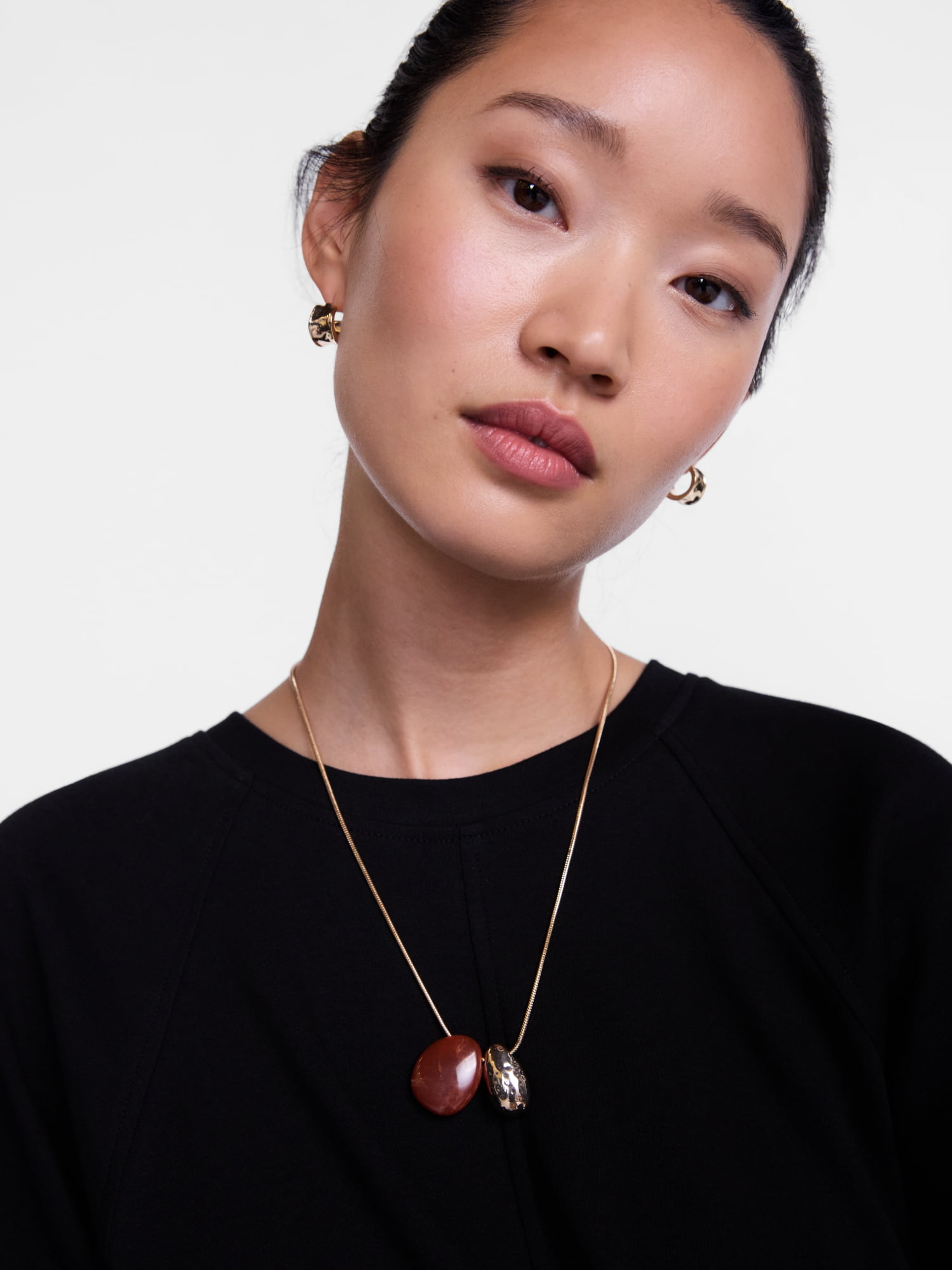 Scenario Women's Gold-Tone Necklace with Resin Teardrop