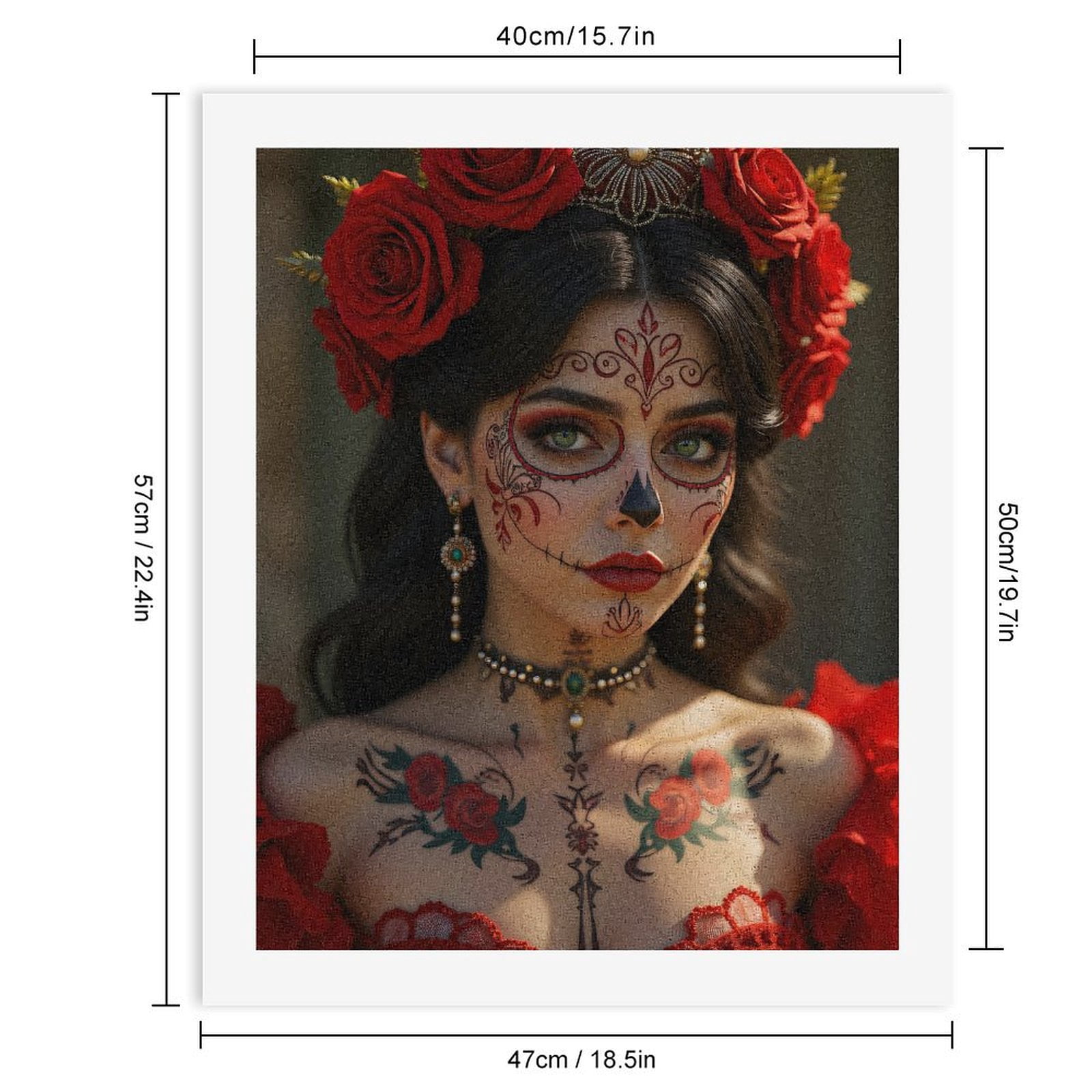 Paint By Numbers Kit for Adults Beginner - Red Roses Face Art Beauty Dress DIY Canvas Painting Kits for Adults, Frameless Paint By Number for Adults for Home Wall Decor 16x20 Inch