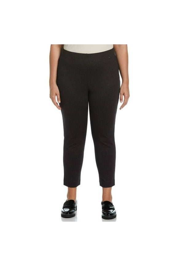 Womens Houndstooth Ankle length Pull On Pants Cappuccino Size 3X NWT