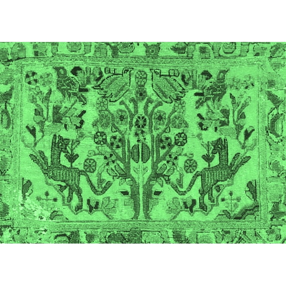 Ahgly Company Indoor Rectangle Animal Emerald Green Traditional Area Rugs, 2' x 5'