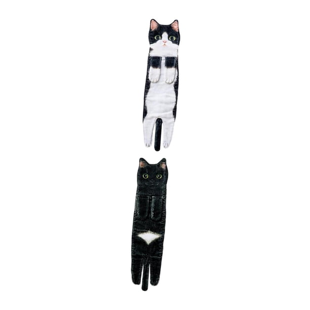 2 toallas de mano divertidas con diseño de gato de dibujos animados para baño, cocina, platos, para secarse las manos. Estilo C y F