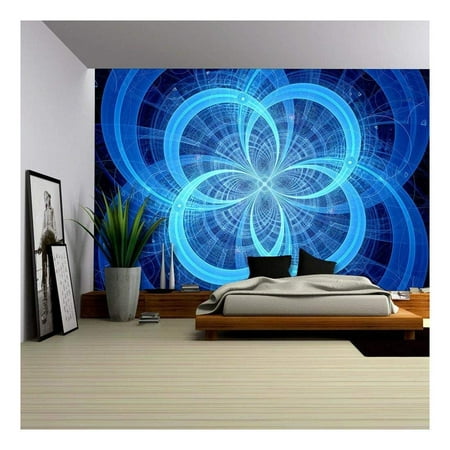 wall26 - Blue Glowing Circles, Higgs Boson, Computer Generated Abstract Background - Removable Wall Mural | Self-Adhesive Large Wallpaper - 100x144