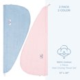 thumbnail image 5 of American Soft Linen 100% Cotton Turkish Hair Drying Towels, 2 Piece Quick Drying Hair Turban Towel Wrap, Sky Blue-Pink, 5 of 7