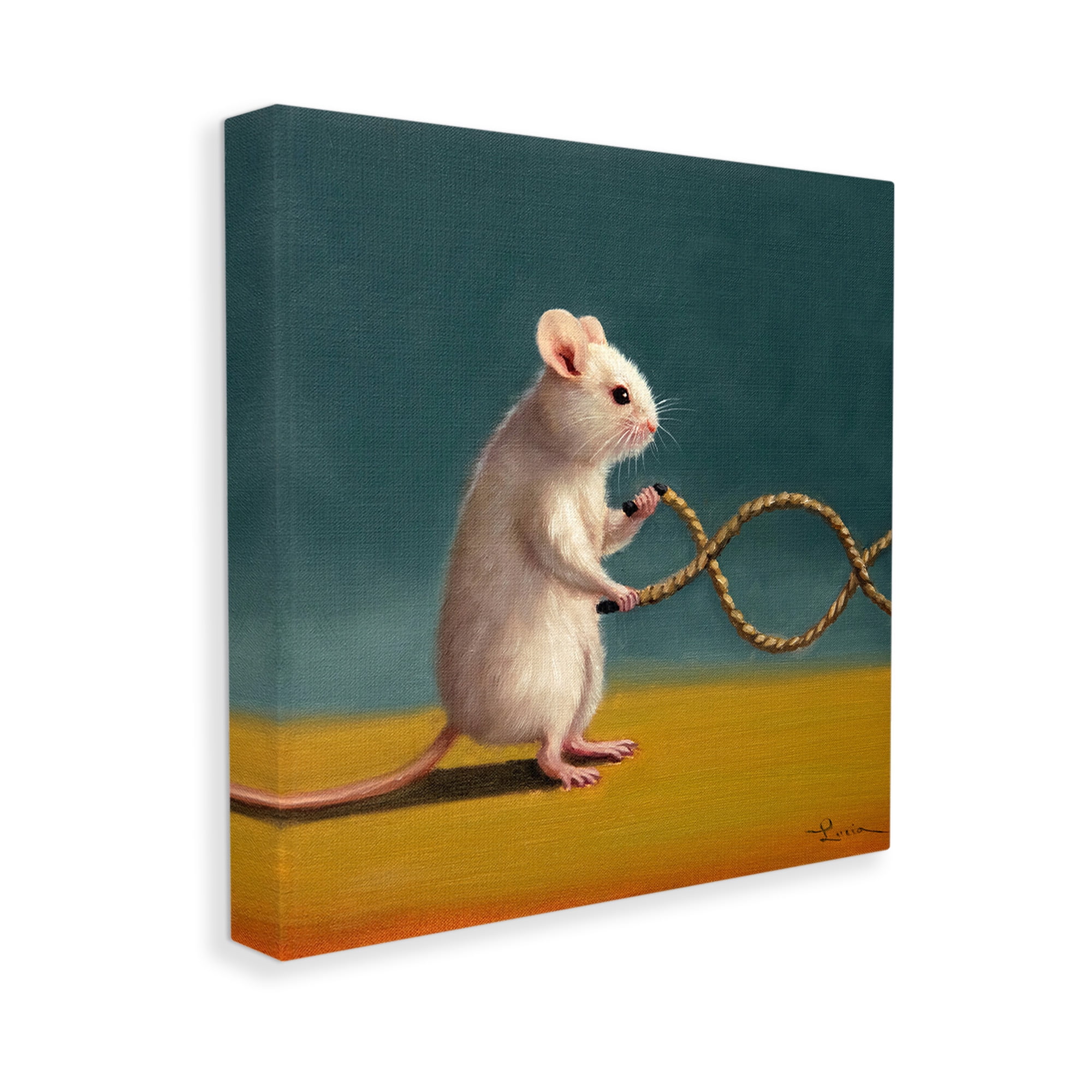 Stupell Industries Focused Exercising Mouse Animals & Insects Painting Gallery Wrapped Canvas Art Print Wall Art, 17 x 17