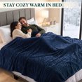 thumbnail image 4 of PAVILIA Soft Lightweight Twin Fleece Blanket for Couch Bed, Navy, 60x80, 4 of 8