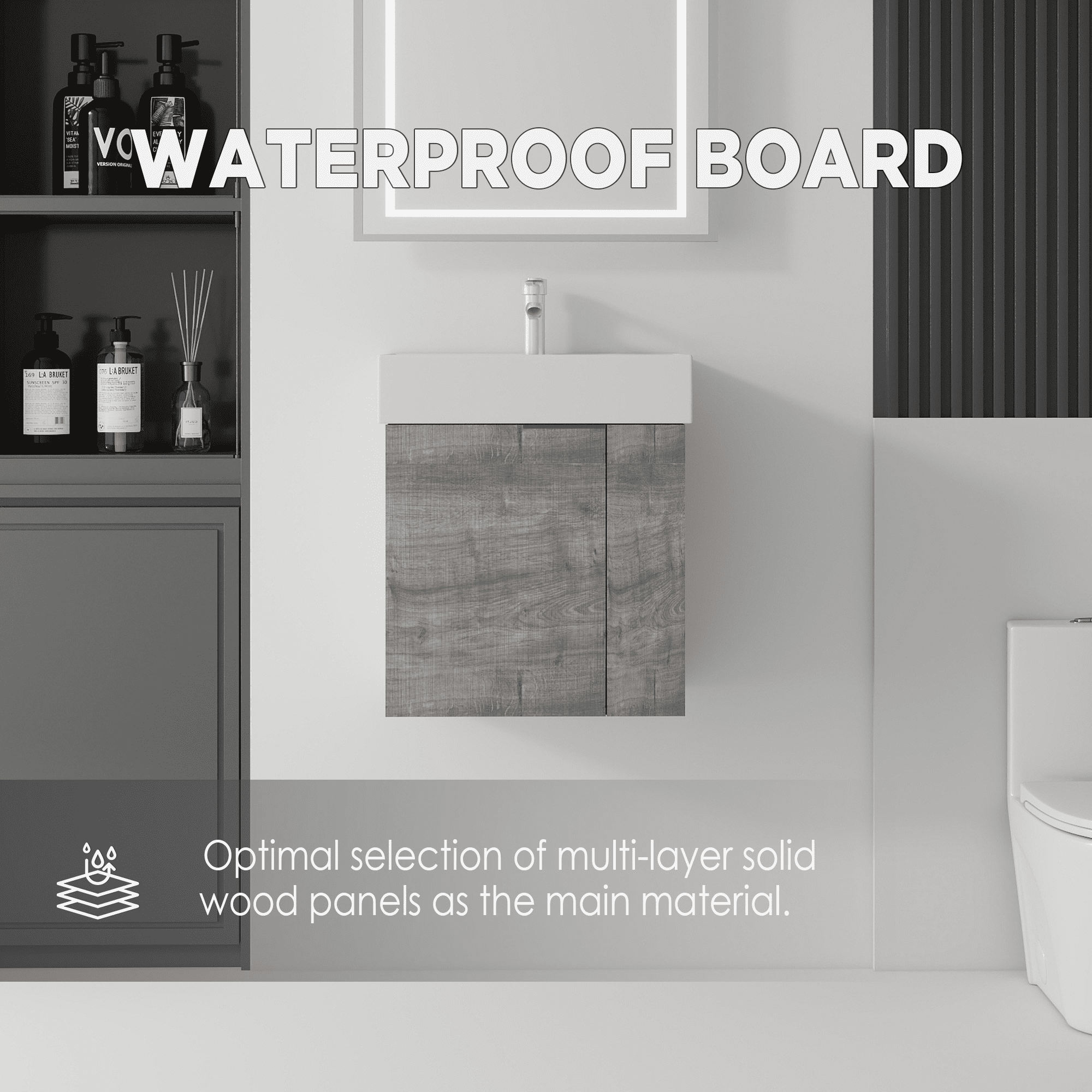 Leumius 21.6" Floating Bathroom Vanity with Ceramic Sink,Floating Bathroom Sink Cabinet for Small Space,Bathroom,Grey