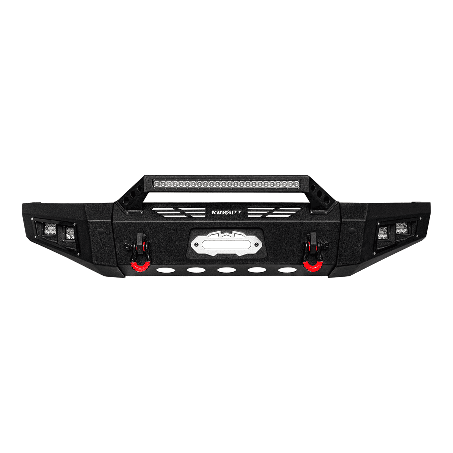 TIOYAR For 2019-2024 Dodge Ram 1500 (Not fit classic model) Steel Front Bumper W/Winch Plate&Lights Black Texture