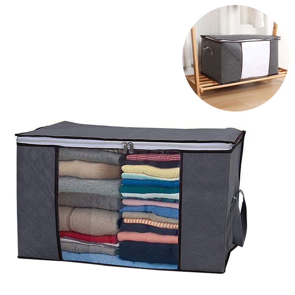 3 Pièces Sac De Rangement, Grande Capacité Pliable Boîte De Rangement 70L, Pour Couette, Literie, Vêtements, Oreillers, Gris - Maison