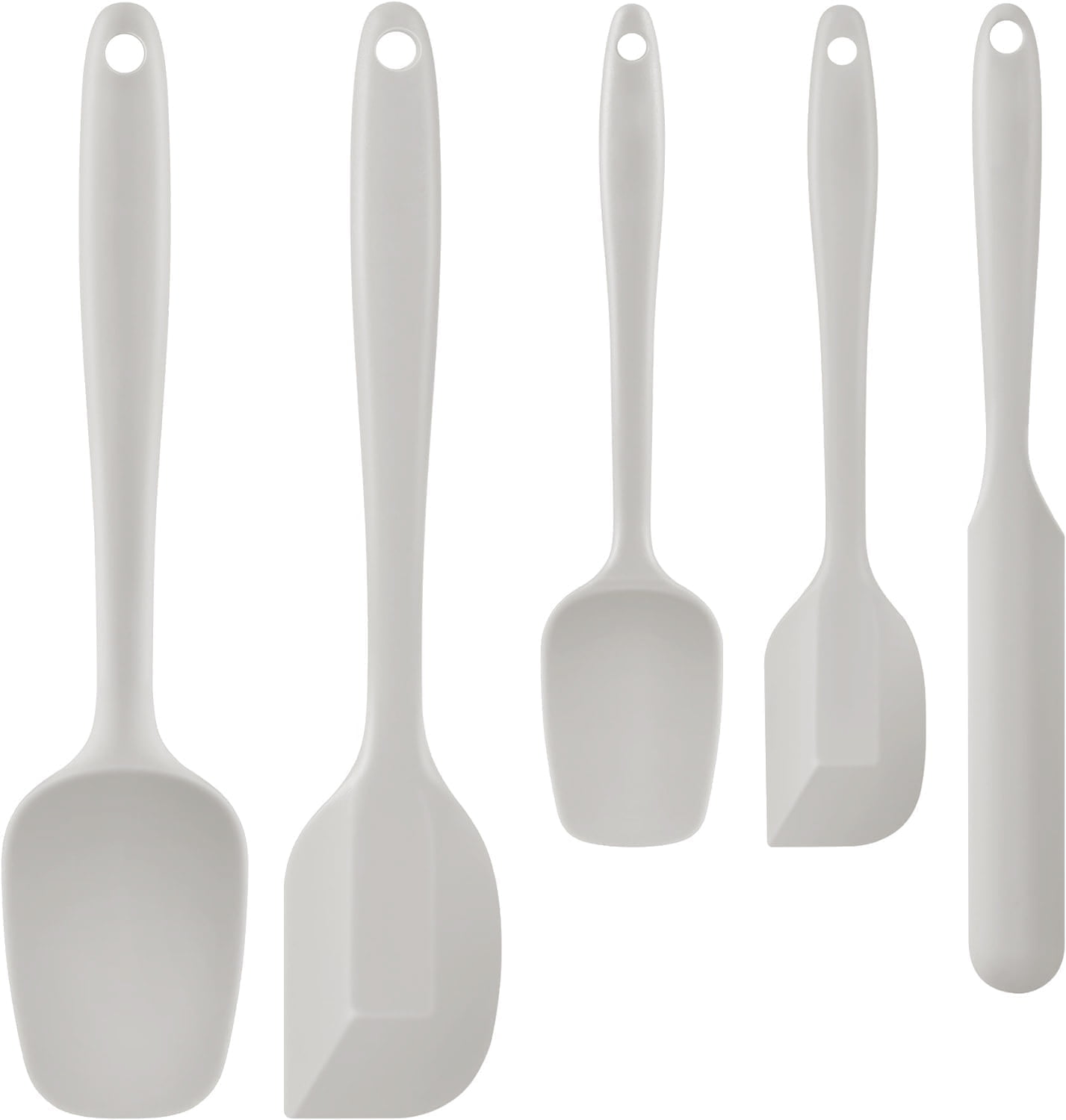 Food Grade Silicone Rubber Spatula Set, 5 Pcs BPA-Free Kitchen Cooking Baking Mixing Utensil Sets, High Heat Resistant Non Stick Dishwasher- Khaki