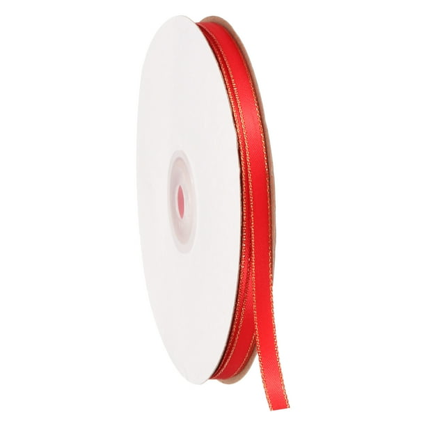 Cinta de satén roja Uxcell con borde dorado, 1/4 de pulgada x 50 yardas, cintas de doble cara para manualidades