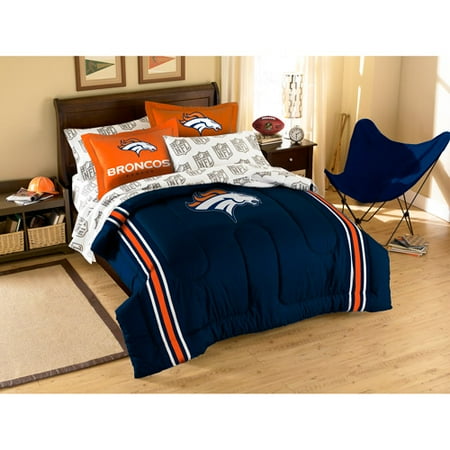 NFL Applique Bedding Comforter Set with Sheets, Broncos