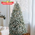 thumbnail image 4 of Tcbosik Pre-Lit Flocked Christmas Tree with 400 Lights and Remote Control, 7ft Artificial Xmas Tree with 1000 Branch Tips, Includes Stand, Snowy Green, 4 of 8