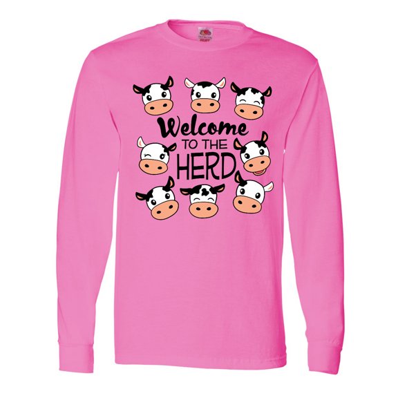 Inktastic Welcome to the Herd with Cute Black and White Holstein Cows Long Sleeve T-Shirt