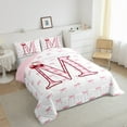thumbnail image 4 of Feelyou Buffalo Initial Letter Bedding Comforter Set for Kids, Kawaii Pink Ribbon Bow-tie Twin Comforter Sets, Monogrammed M Reversible Bedding Set, Lightweight Room Decor, 2 Pieces, 4 of 9