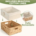 thumbnail image 5 of Wicker Shelf  Baskets for Organizing - Natural Water Hyacinth Woven Basket Organizers &  for Shelves w/Handles & Cotton Liner for Home & Pantry Decor Organization, Large 15” x 12” x 6”, 5 of 9