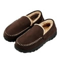 thumbnail image 3 of HOMEHOT Men's Slippers Mens Moccasin Slippers Memory Foam House Shoes with Non-Slip Rubber Adult Sole Brown 11, 3 of 4