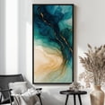 thumbnail image 4 of Large Framed Canvas Art Abstract Dark Blue Waves Print for Modern Living Room Bedroom Wall Decor - 60"x30" Black Framed, 4 of 6