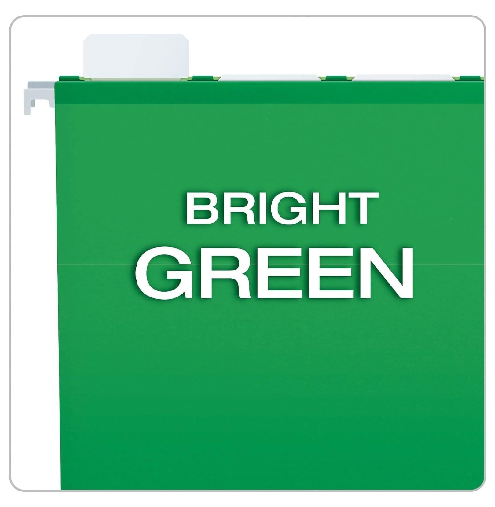 Hanging File Folders Letter Size, Bright Green - Ready-Tab Reinforced, 5 Tab, 25 Count