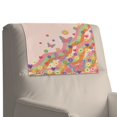 thumbnail image 4 of SCRAWLGOD Hippie Flower Heart Butterfly Pink 1 PCS Recliner Headrest Cover Non Slip Protective Couch Chair Head Protector for Sofa Stain Resistant Head Rest Cover for Recliner 17x27 in, 4 of 7