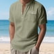 thumbnail image 4 of Ceisia Men's Slim Fit Short Sleeve Henley Shirt with Chest Pocket Casual Summer Top Army Green M Gifts, 4 of 9
