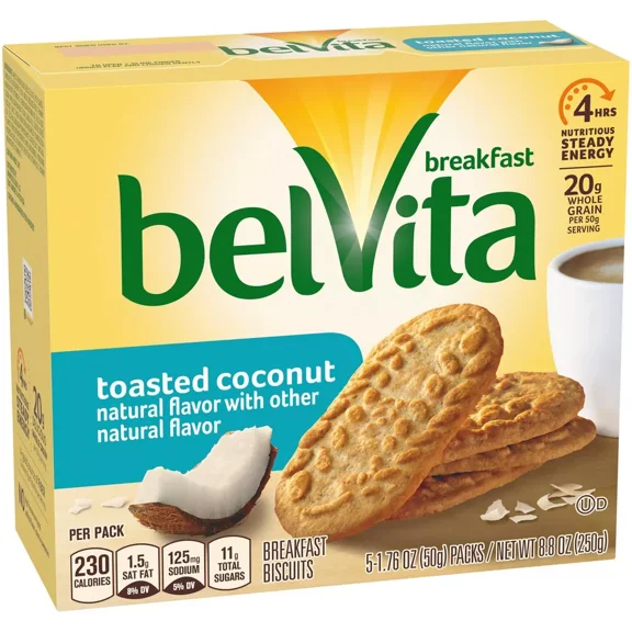 belVita Toasted Coconut Breakfast Biscuits - 5 Packs 1 BOX pack of 2