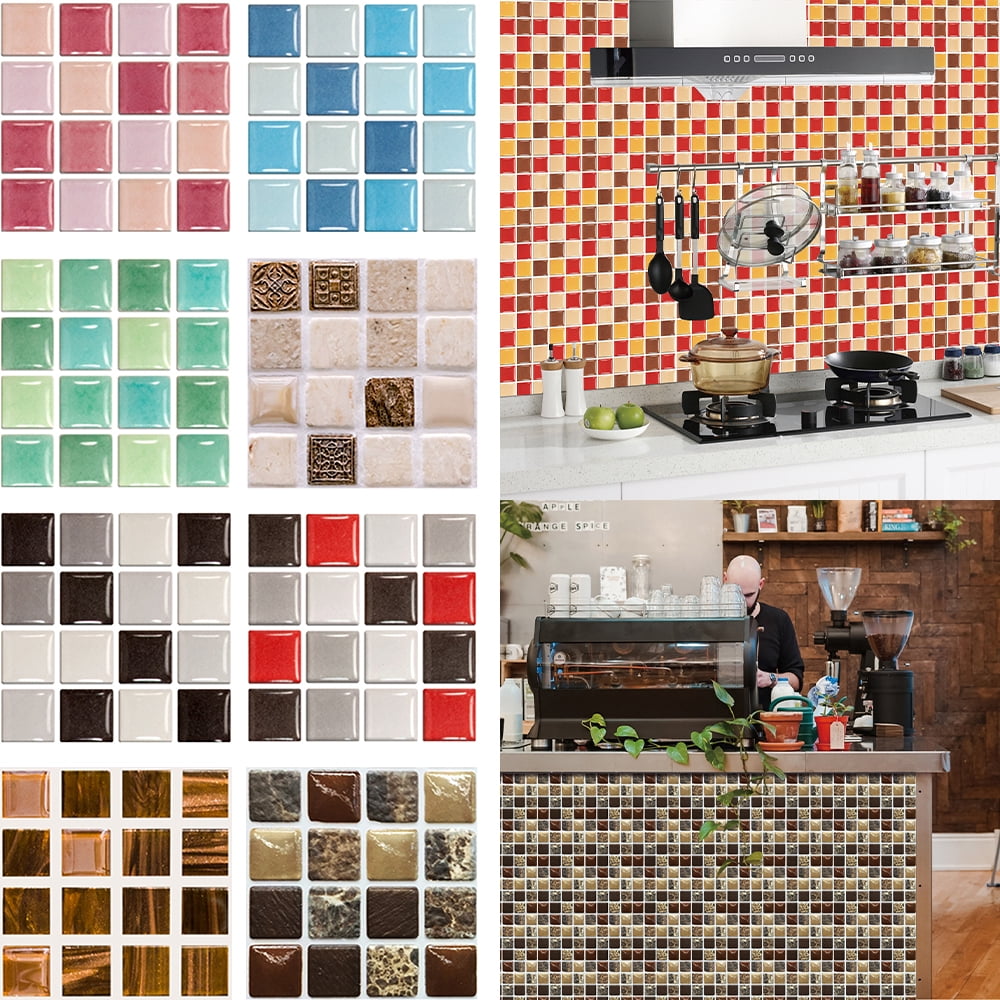 Kitchen Tile Stickers Bathroom 3D Mosaic Self-adhesive Wall Cover Decal Sticker