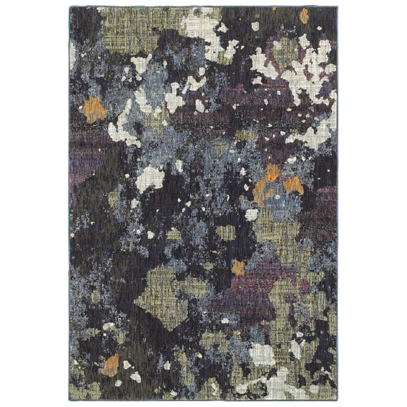 Moretti Remark Area Rug 8029A Navy Splotched Splattered 7' 10" x 10' 10" Rectangle
