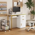 thumbnail image 6 of UBesGoo Makeup Nail Desk Salon Manicure Computer Table with Chipboard Top 2 Drawers Iron Frame White, 6 of 11