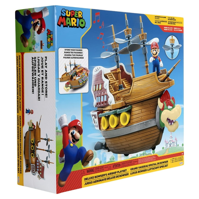 Nintendo Super Mario Deluxe Bowser's Air Ship Playset with Mario Action  Figure 