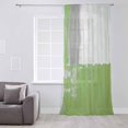 thumbnail image 3 of Sage Green Grey Semi Sheer Curtains Drapes for Living Room, Bedroom, French Doors Window 63 Inches Long, Oil Painted Abstract Geometric Modern Rod Pocket Chiffon Curtain Drapery Voile Drape Panel, 3 of 6
