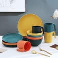 thumbnail image 2 of ReaNea Plastic Dinnerware Set of 16 Pieces, Unbreakable And Reusable Light Weight Plates Mugs Bowls Dishes Easy to Carry And Clean BPA Free Service For 4, 2 of 8
