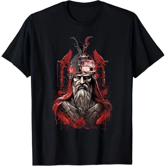 Skanderbeg Albanian Hero Eagle Graphic T-Shirt for Men _ 100%, Black with Red White Tribal Design, Round Neck, Sizes S-XXXL - Ideal Gift for Dad, Family, Friends, Vintage Style, All-Season Wear, Short
